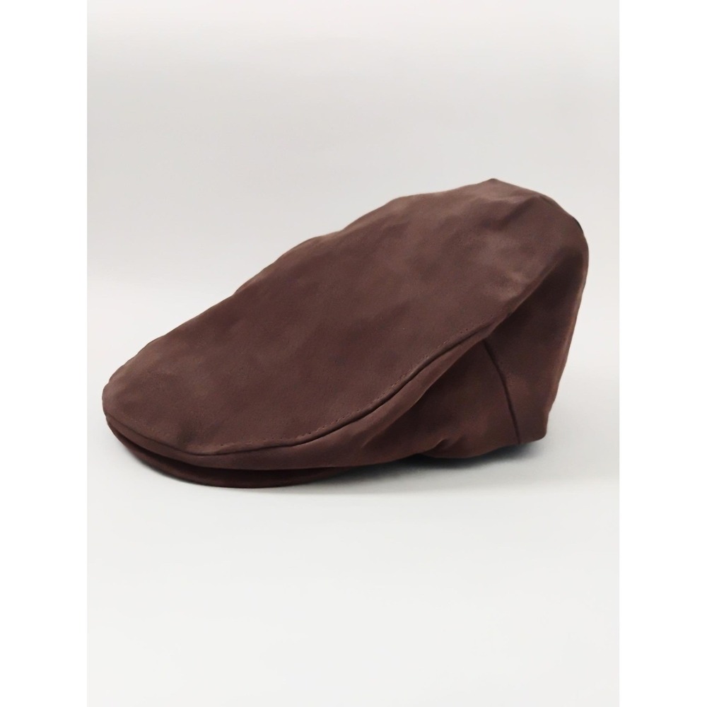 Borges & Scott Bristol UK Brown Nubuck Leather Flat Cap Ivy Hat Mens Size M 58cm